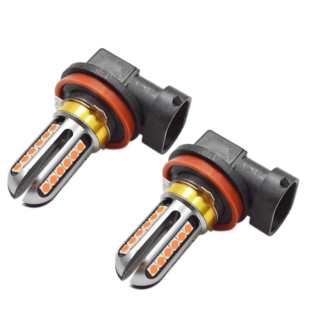 Ruiandsion 2 szt. żarówki przeciwmgielne LED H8 H11, żółte bursztynowe, super jasne chipset 3030 24SMD, 12-24V, żarówki zamienne LED do świateł przeciwmgielnych lub DRL