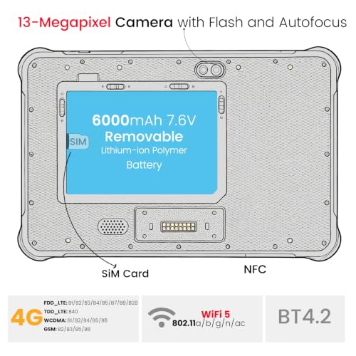 Image of Kayoote ST11 Pro+ 10.1 inch Rugged Tablet, N4680 1D /2D QR Barcode Scanner, Win 11 Pro, Core i5-8200Y, 16GB RAM 512GB ROM, Heavy Duty Industrial PC for Outdoor Inventory Work