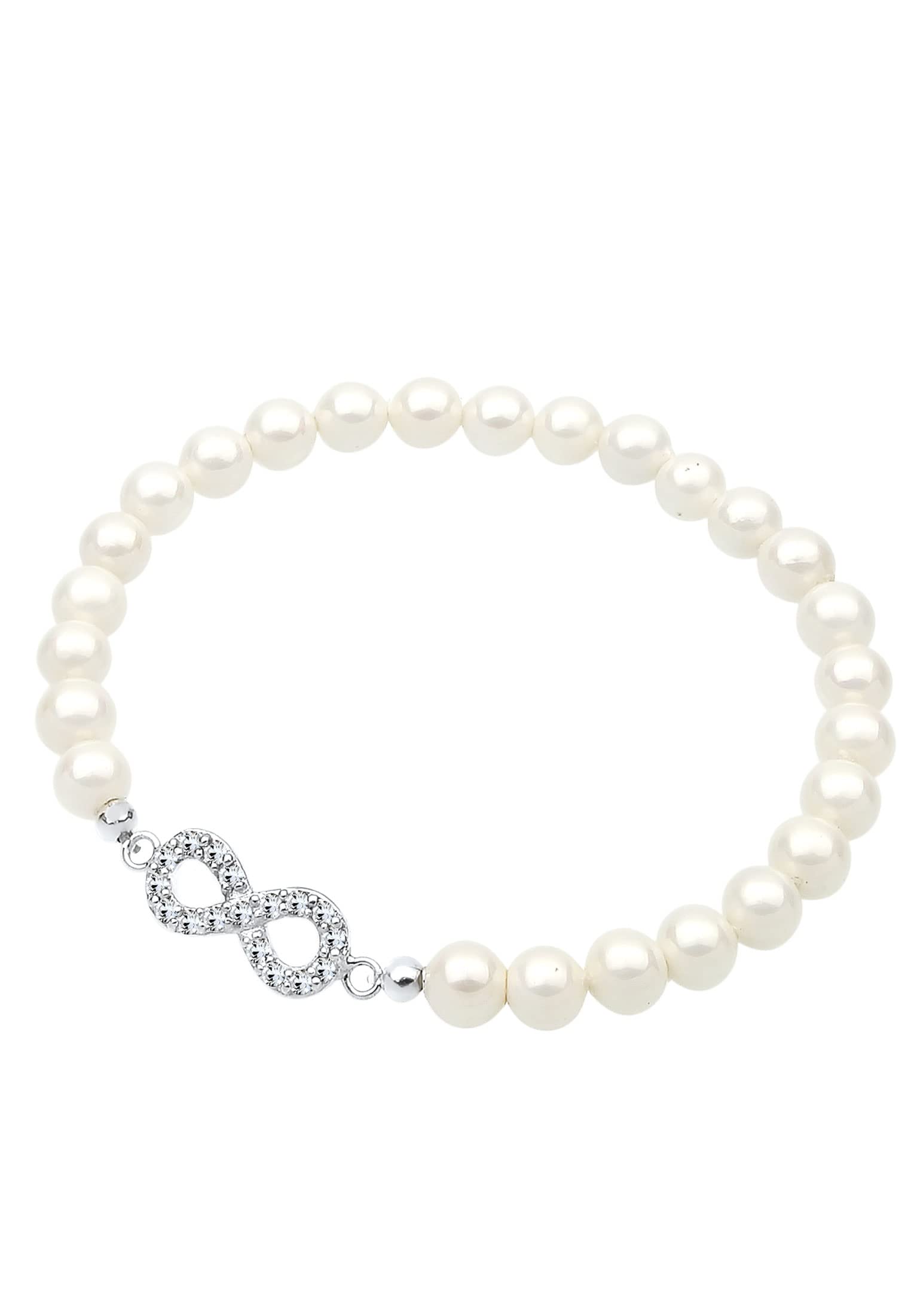 Elli Damen Armband Infinity Perle Kristalle in 925 Silber Lie
