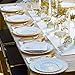 By Madee HEAVYWEIGHT 100 Pc Scalloped Ivory & Gold Plastic Plates for Party | 50 Dinner & 50 Dessert Nice Disposable Heavy Duty Plates | Elegant & Fancy | Wedding, Baby Shower, Bridal Shower 50 Guests
