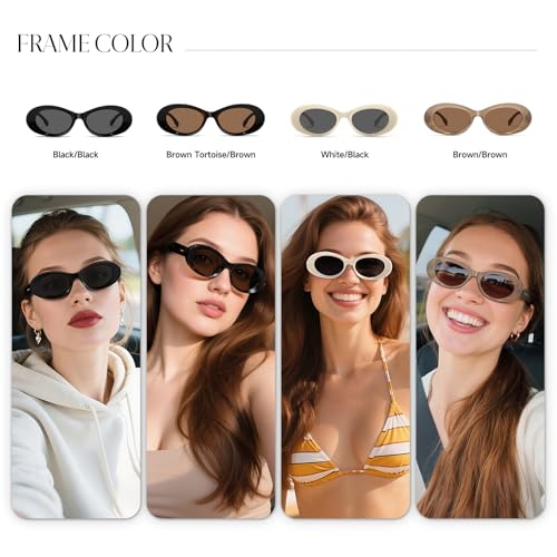 Fashion Retro Oval Sunglasses Women's Classic Small Frame UV400 Protection Lightweight Fashionable Sun Visor3