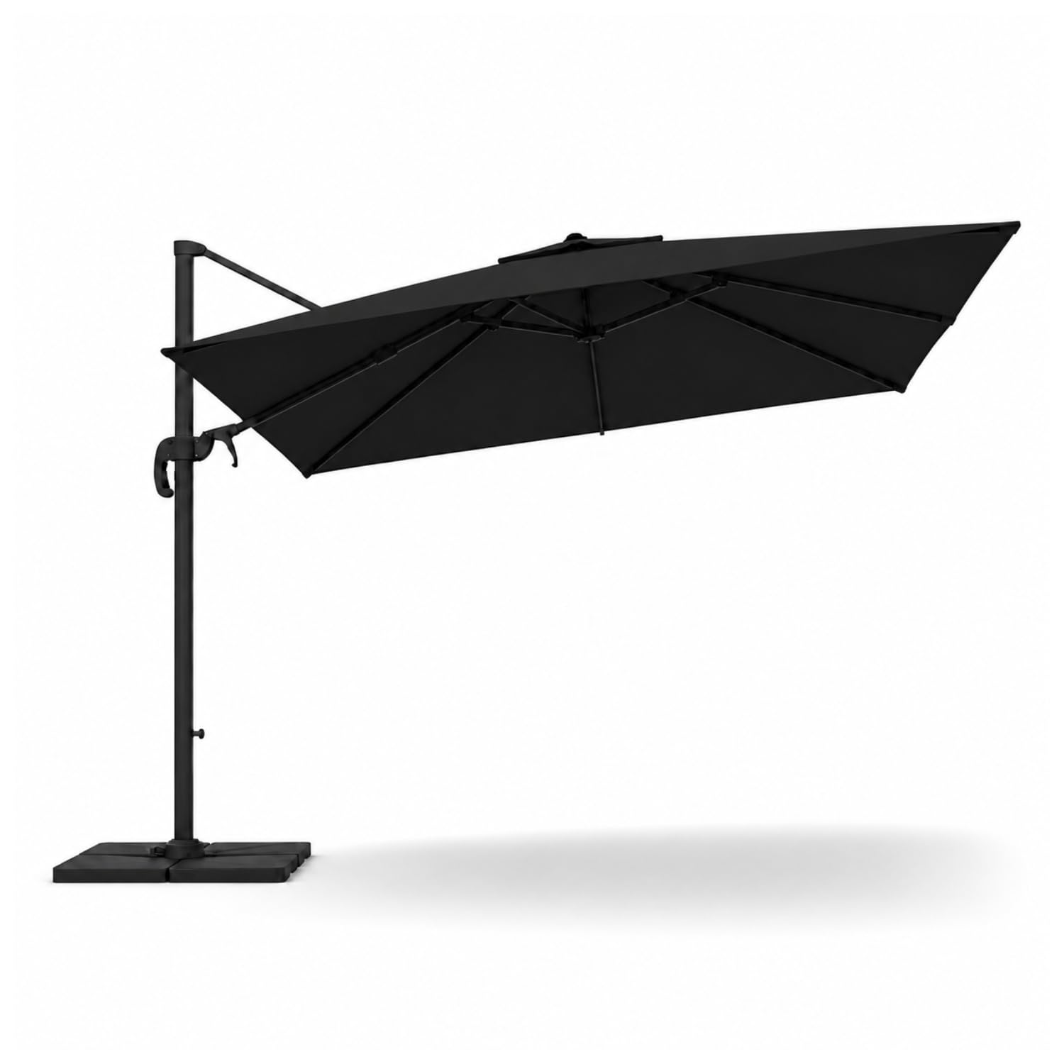 Ombrellone 3x4 M Giardino Braccio Retrattile Per Esterni Piscina Gazebo Terrazze Bar Hotel In Acciaio Inossidabile Braccio Rotabile 360° Telo 180 g/m2 Impermeabile Resistente Ai Raggi UV Nero