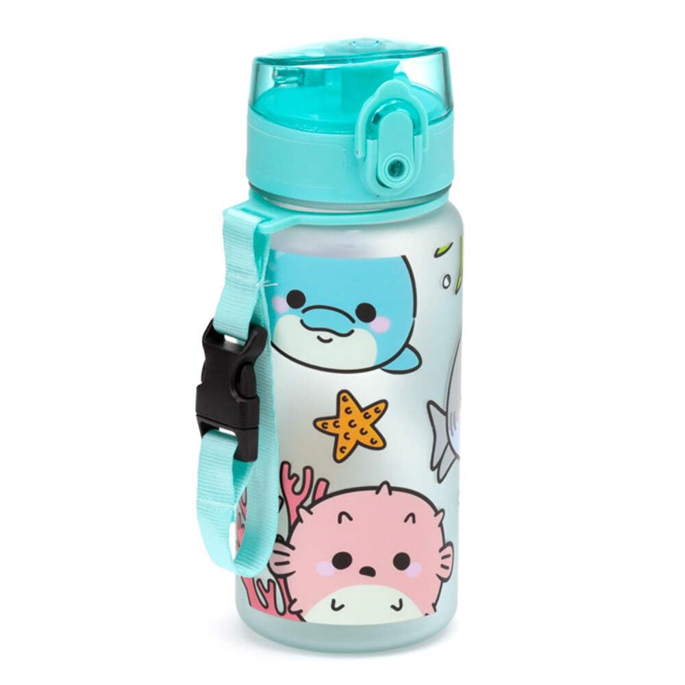 Puckator Mehrfarbig Bot211 Adoramals Sealife Pop Top 350Ml Shatterproof Reusable Children's Bottle With Infuser