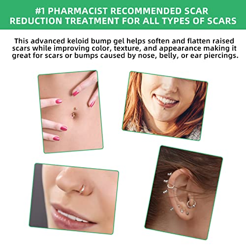Tobcharm Keloid Scar Removal, Keloid Bump Removal For Piercings Like Nose, Ear Piercings Keloid, Also Works For Stretch Marks, Surgical Scars, Great Piercing Bump Treatment With 30G Silicone Gel #TOP1