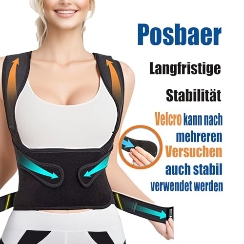 Posbaer rückenstützgürtel Innovative einstellbare rücken geradehalter, Öffnen Sie die Schultern, Mehrfach wiederverwendbare haltungskorrektur rücken