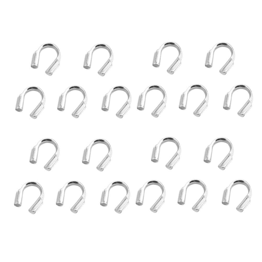 VILLCASE 100pcs Wire Guardian Wire Cable Protector, U-Shaped Guard for Earring Bracelet Necklace Pendant DIY Jewelry Making, Silver