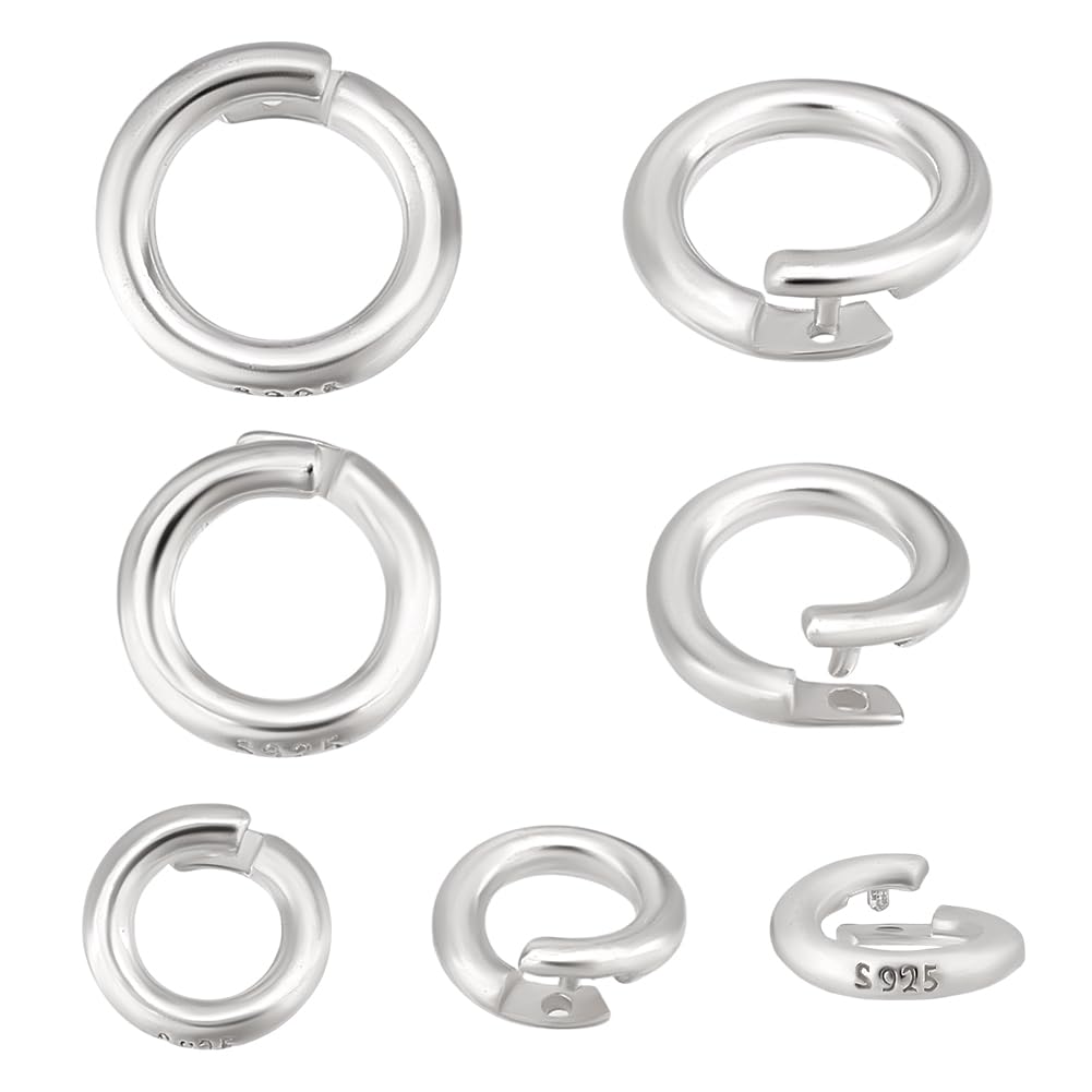 PH PandaHall 8pz 925 Sterling Silver Anelli di Bloccaggio 3 Misure O Anelli Anelli di Chiusura Connettori per Gioielli per Collane Braccialetti Fai Da Te 6/8/10mm
