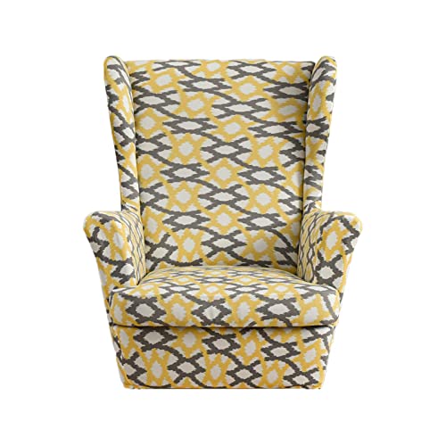 Enakshi Nonslip Wingback Chair Cover Elastic Modern ABS Printed for Bedroom Yellow| Home & Garden|Furniture|Slipcovers Deal