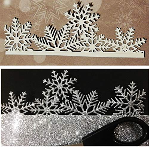 Ammsochy Metal Cutting Dies DIY Embossing Stencil Template Scrapbooking Card Making Mold Photo Album Arts Crafts Tools (Snowflakes label-13.3x4.2cm)