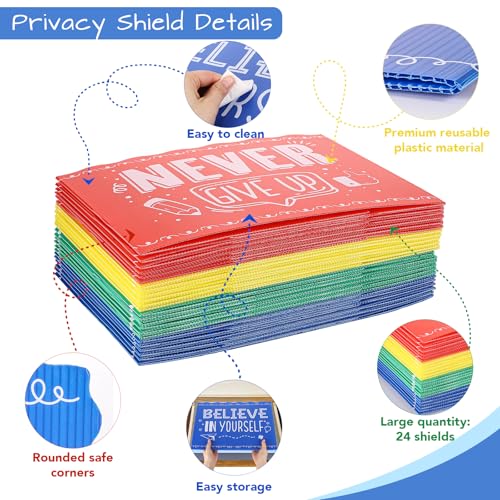 24-Pack Privacy Folders for Students Waterproof Durable Plastic Study Carrel Divider, Easy-to-Clean Classroom Desk Dividers Shield for School Teacher Easter Decorations (Multicolor) — view 3