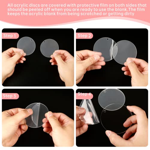 Senbota 100 Pcs Acrylic Keychain Blanks,2Inch Circle Acrylic Blanks With Hole,Clear Acrylic Discs Circles Bulk For Keychains Ornament Painting And Vinyl Crafts Projects #TOP7