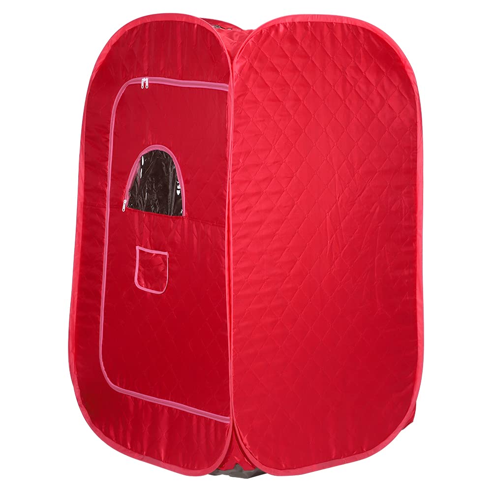 Sauna à Vapeur et Cabine 2L 1000W Tente de Sauna Portable Pliable Isolante à Quatre Couches et Générateur de Vapeur de Sauna pour Bain de Sauna, Détoxification, Thérapie Corporelle(rouge)