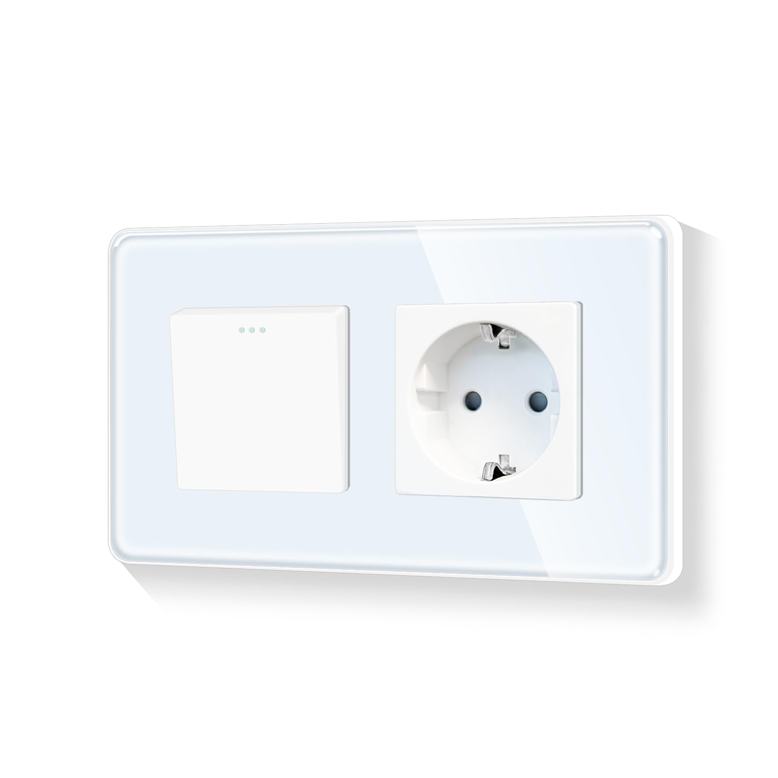 LIAONFOY Schuko Einzelsteckdose mit Kindersicherung Glasrahmen series