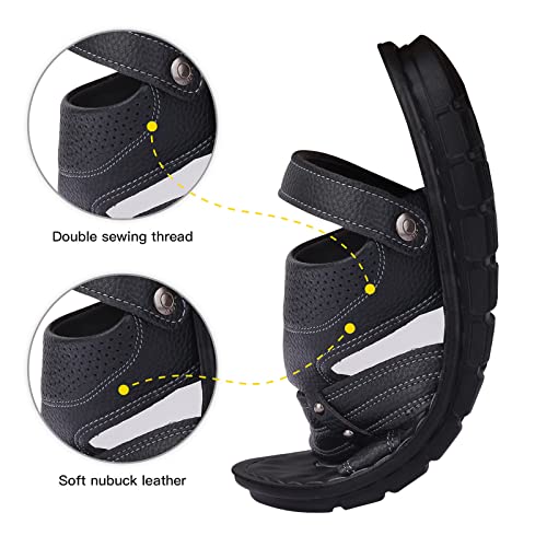 Men's Two Wear Buckle Strap Casual Open Toe Flat Soft Bottom Breathable Shoes ls Men Shoes Black 434