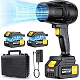 Electric Leaf Blower Cordless with 21V 2 * 3000mAh Batteries and Charger, 400,000RPM Handheld Battery Powered Leaf Blower, One-Touch Speed Adjustment, Lightweight Turbo Blower for Yard, Patio,Garage