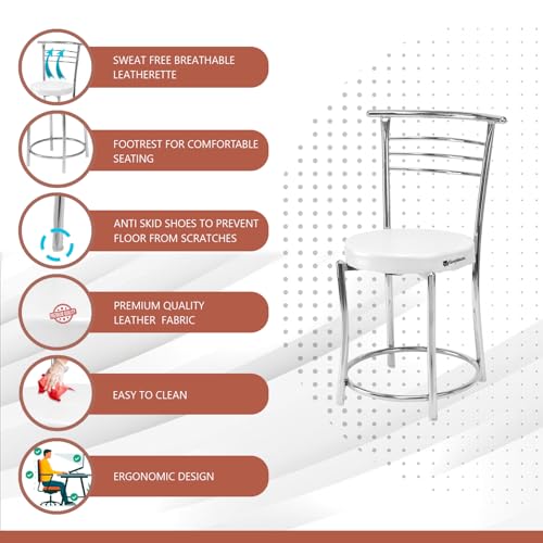 Image of TARUN Office Chair Chrome Steel Dining Garden Chair Restaurant Patio Chair for Home Dining Tables Heavy Duty (Grey)