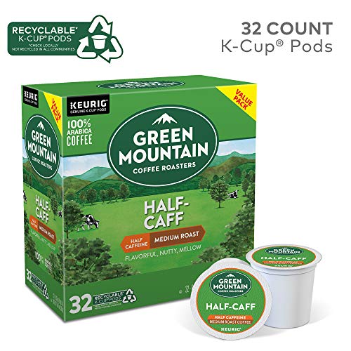 Green Mountain Coffee Roasters Half Caff Keurig Single-Serve K Cup Pods, Medium Roast Coffee, 32Count, Half Caff, 32Count, 5000351924 #TOP2