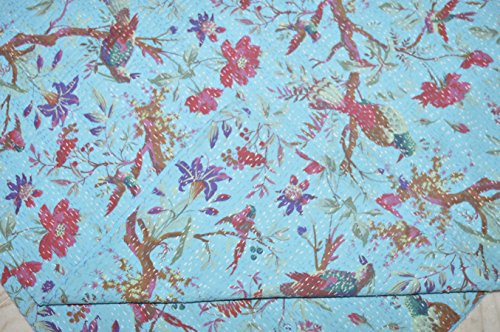 Couvre-lit indien authentique oiseau turquoise fait main avec amour - 4