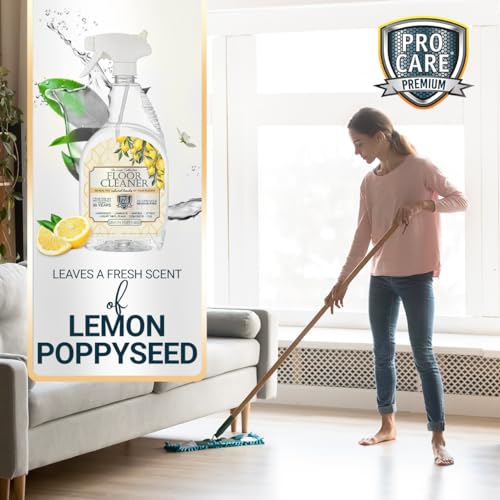 Image of ProCare Lemon PoppySeed Floor Cleaner (Made in USA) | Streak Free Cleaner for Tile, Stone, Laminate, Vinyl & Natural Wood Floor Cleaner for Mopping, Floor Cleaning Solution - 32oz Spray Bottle