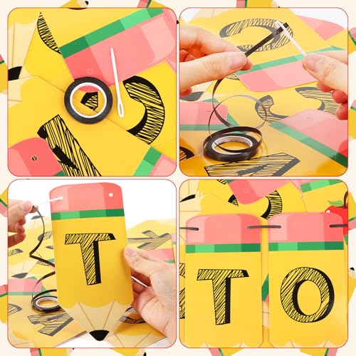 Image of Welcome Back to School Banner First Day of School Garland Pencil Apple Classroom Decorations for Teacher Kindergarten Preschool Classroom Office Home Decor Photo Backdrop Party Favors