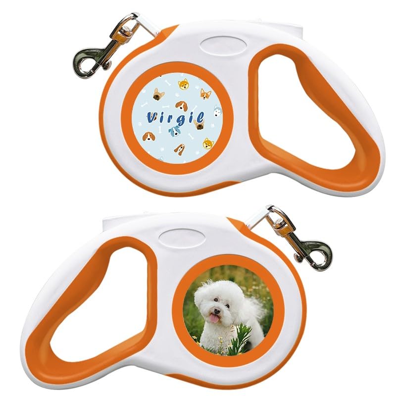 New Retractable Dog Leash, Custom Pet Walking Leash for Dogs, Personalized Your Pet's Name Photo for Dog Lovers, Up to 16Ft Maximum of Extension with Self-Locking Buttons
