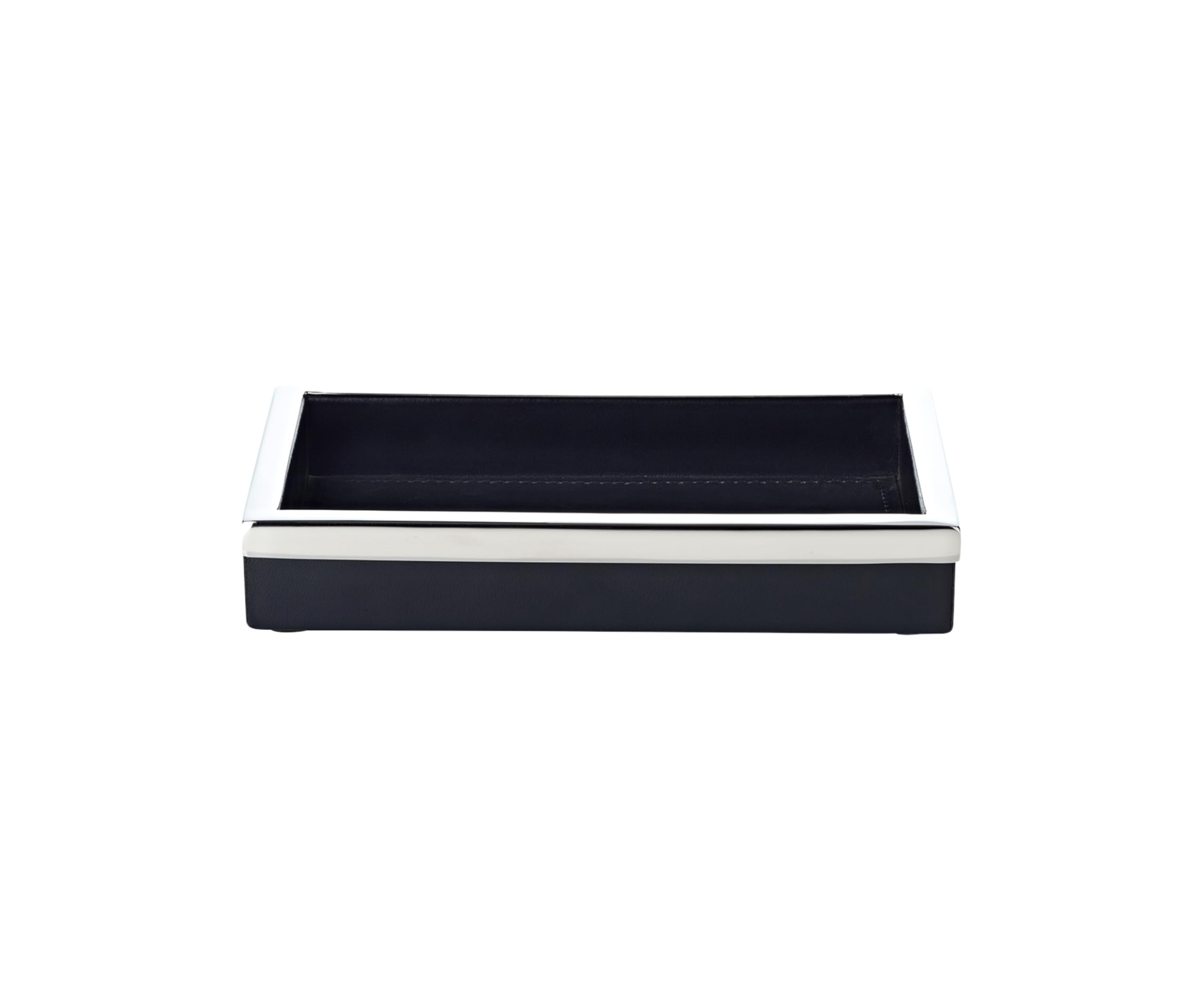 EDZARD Bandeja para servir Scott (14 x 20 cm), color negro, rectangular, acero con funda de piel sintética