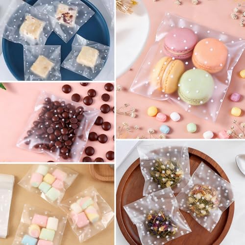 200 Stück Cellophantüten Selbstklebend Zellophantüten Klein 10 x 10 cm Mini Plastiktüten Kekstüten Transparent Kleine Tüten für Süßigkeiten Pralinen Kekse Geburtstag Hochzeit