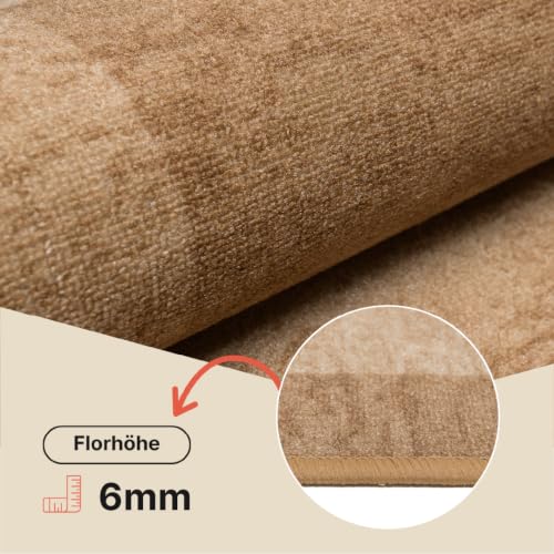 TAPISO Anti Rutsch Teppich Läufer rutschfest Brücke Meterware Modern Braun Beige Gelb Vierecke Geometrisch Design Flur Küche Wohnzimmer… – Ansicht 4