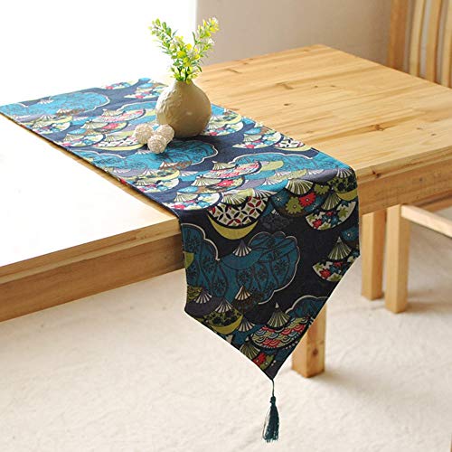 Mantel Aparador Bufandas Granja Camino De Mesa Rectangular Moderno Del Tema De La Boda Japonesa Mesa De Fiesta De La Boda Decoración Decoración De Banquetes De Boda ( Color : Blue , Size : 12''x55'' )