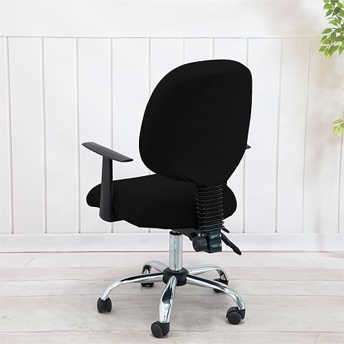 Miniatura 3 de Lukery Fundas elásticas para sillas de oficina, fundas para sillas de computadora, 2 piezas, fundas giratorias divididas extraíbles, de color