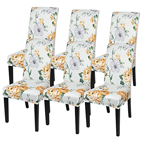 Ryoizen Chair Covers Set of 6 for Dining Room Washable Spandex Slipcovers Removable Seat Protector for Parson Chairs Decorative Kitchen6PCSOrange