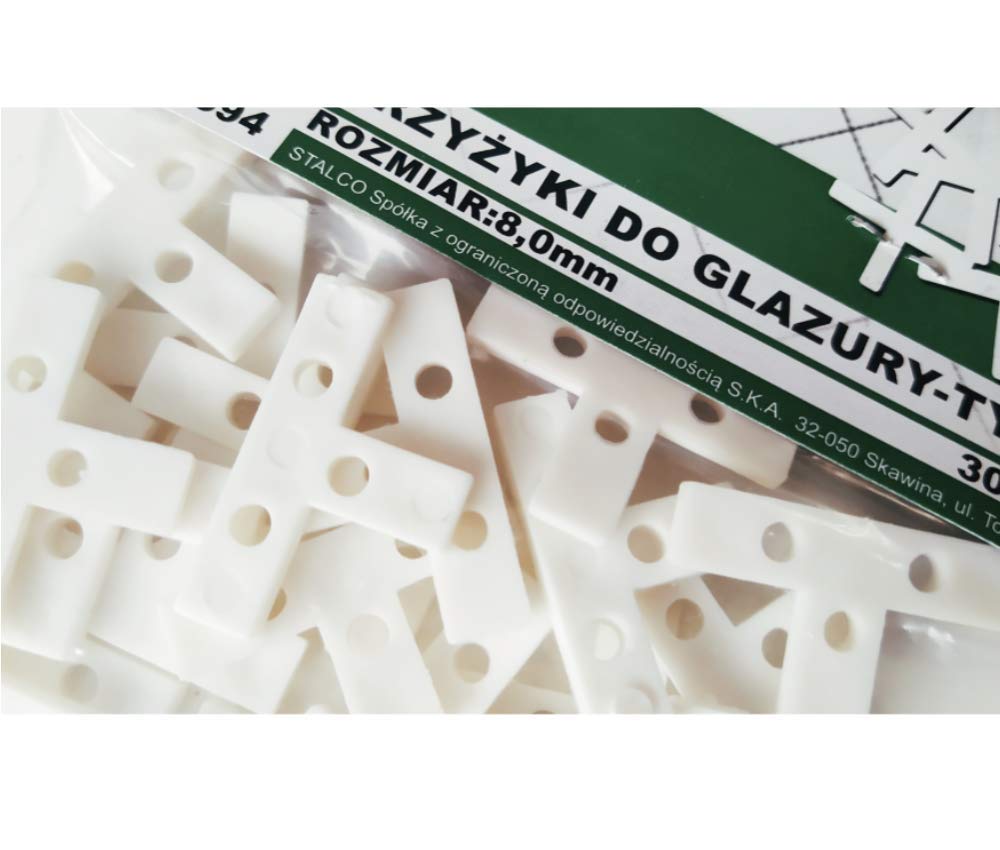 Stalco White Tile Spacers, Type T, Tiling, Grouting, Floor, Wall, Plastic, Cross - 8Mm