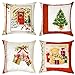MELLIEX 4 Pezzi Fodere per Cuscini di Natale Cuscino Copertura Decorativa in Lino, Gettare Federe per Decorazioni Natalizie Divano Domestiche (45 * 45cm)