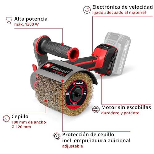 Miniatura 3 de Einhell Professional Lijadora De Cepillo Con Batería Tp-Br 18 32 Li Bl-Solo Pxc 18 V, 1300 W, Sin Escobillas, Máx. 3200 Rpm, Cepillos De Ø 120 Mm, Incl. Cepillo De Alambres De Latón, Sin Batería