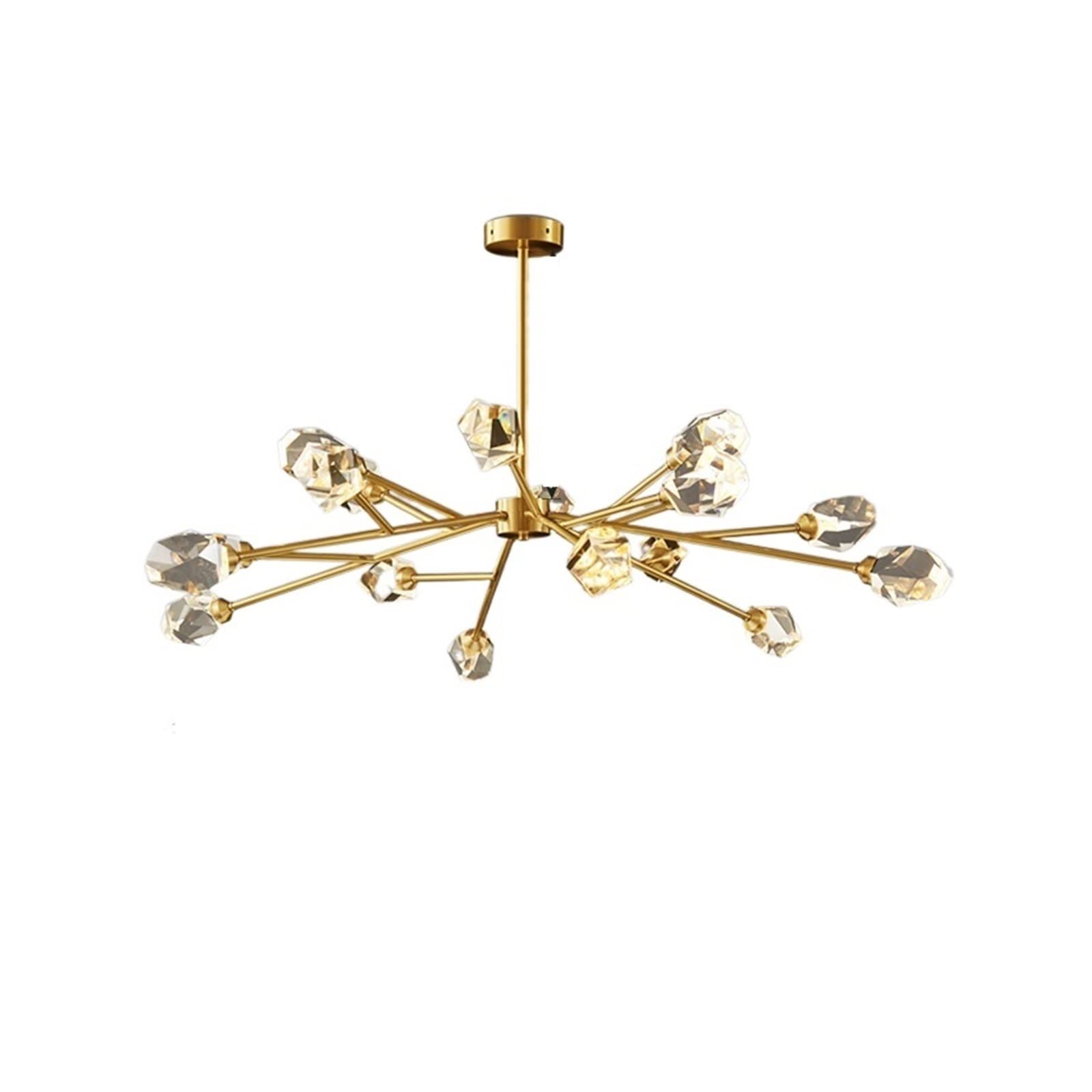 ASerZenith Chandeliers Light Luxury All Copper Crystal Chandelier Villa Living Room Lamp Creative Art Chandelier Nordic Net Red Bedroom Hall Lamp,Hanging Light,Copper 18