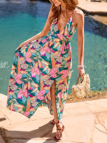 CUPSHE Womens Summer Maxi Dress 2025 Sleeveless Long Sundresses Spaghetti Strap Flowy Boho Beach Vacation Dress4