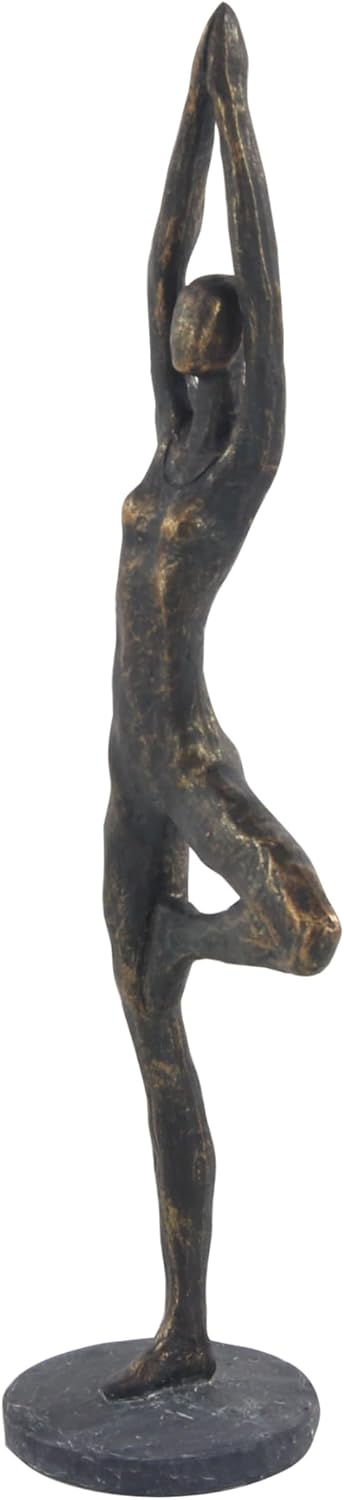 18" Brass Polystone Yoga Pose Tabletop Sculpture
