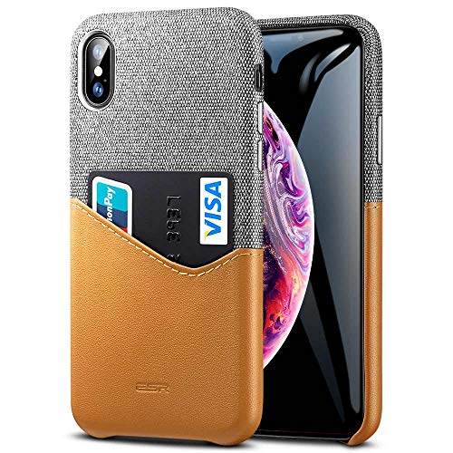 ESR Metro Wallet Case for iPhone Xs Max, Soft Fabric + Premium PU Leather Case with ID&Card Holder Slot for iPhone 6.5 inch(2018 Release)(Gray/Brown)