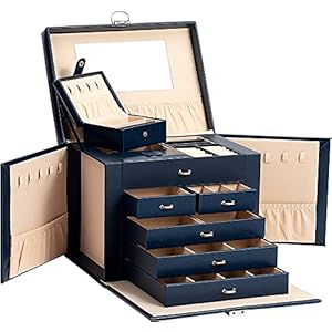Adel Dream Sieradendoos, afsluitbaar, 5 niveaus met 5 laden, met spiegel, voor ringen, oorbellen, halskettingen en…