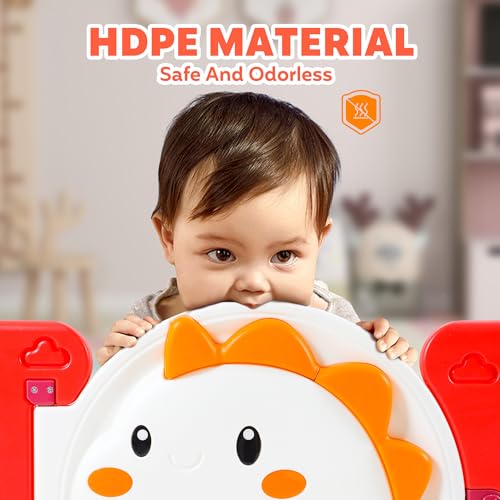Image of FAHKNS Baby Playpen, Foldable Baby Playen with 18 Panel, Seamless Adjustable Playard with Mat, External Door Lock to Prevent Accidental Opening, Indoor, Outdoor