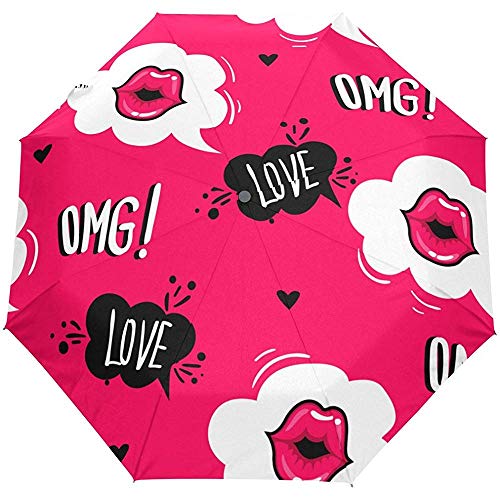 Día de San Valentín Corazón Amor Verano Primavera Boda Auto Cerrar Sol Lluvia Paraguas