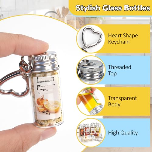 Mini Seasoning Keychain Bottle Set, 6 Pcs Empty Spice Jar with Mini Funnels & DIY Stickers of 30 Styles, On-the-Go Airtight Keychain Holders for Travel, Outdoors, Lunchboxes, Camping, 6+2+4 Total. by fantovo - Used condition - Image 3