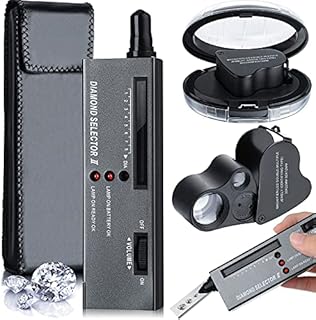 High Accuracy Diamond Tester Jewelry Diamond Detector Gem Diamond Tester Pen 30X 60X Illuminated Jewelry Eye Loupe Mini Led Foldable Magnifying Jewelry Distinguish Tool (Black Tester, Black Loupe)