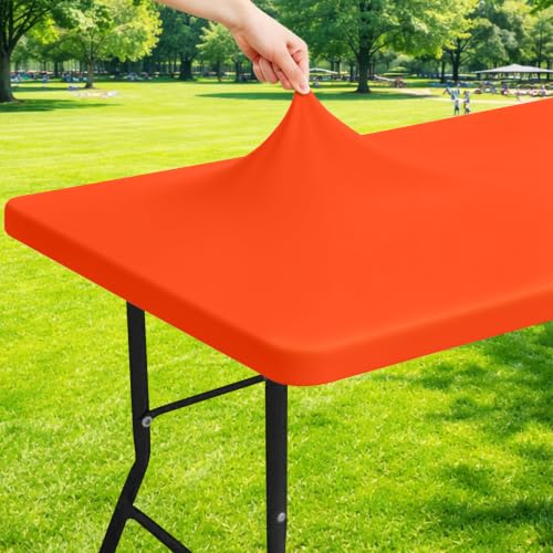 Moosfor Rectangle Spandex Fitted Table Cloth, 4FT Elastic Tablecloth