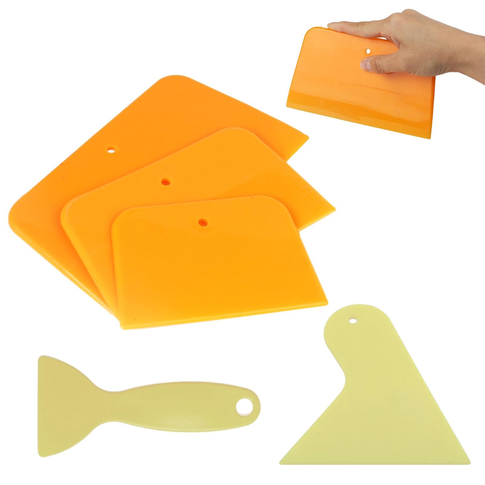 Parthan 5 Pcs Filler Spreader, 4", 5", 6" Reusable Automotive Body Fillers Hard Plastic Auto Spreaders, for Applying Fillers Putties Glazes and Caulks,Filler Tool(Random Color)