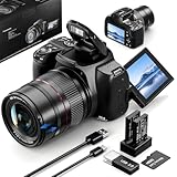 72MP 4K Digitalkamera mit 12X Optischem Zoom, WLAN, Autofokus & 3-Zoll-Flip-Bildschirm, Digitalkamera für Fotografie & Video, 2 Akkus + 32GB SD-Karte – Ideale Kamera für Anfänger & Vlogger