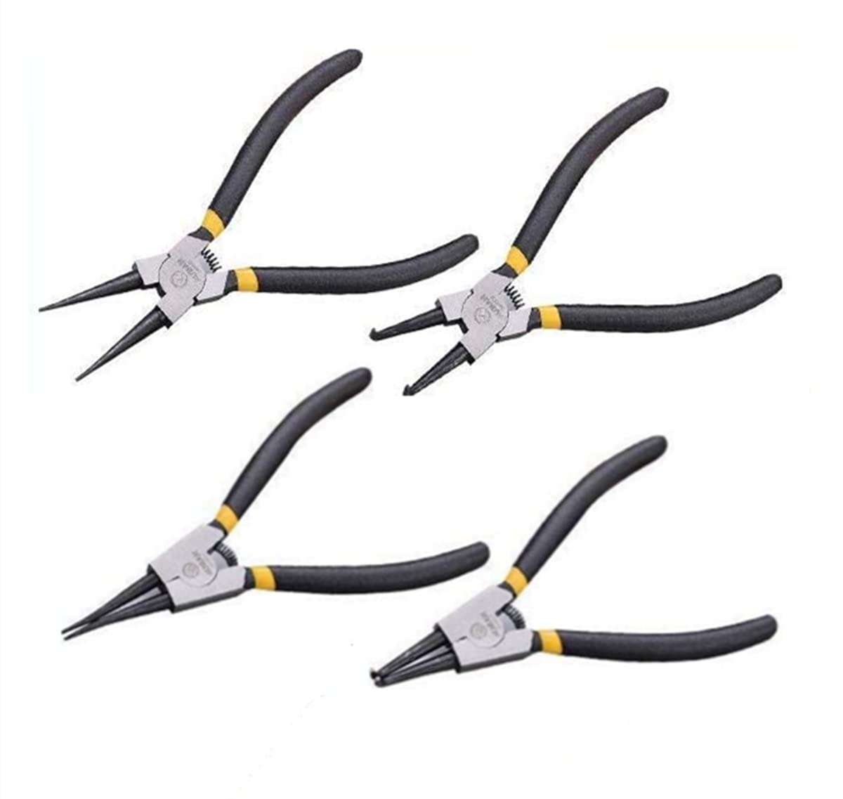 Pinze per Anelli di Sicurezza,Set 4 X 175 MM,Snap Ring Pliers Seeger, Maniglie Antiscivolo,Con Borsa di Tela