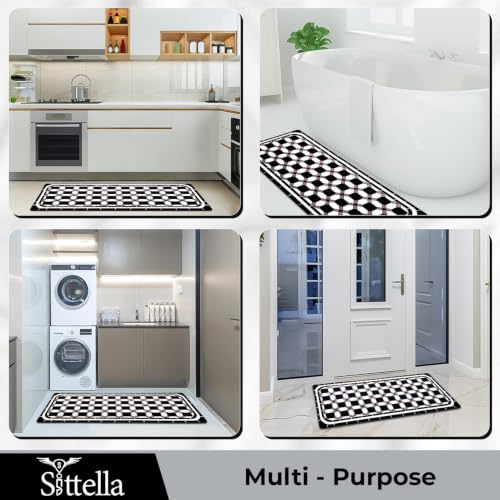 Image of SITTELLA Geometric Print Kitchen Floor Mat 45x80 CM, Waterproof & Anti Slip | Soft Washable Kitchen Runner | Anti Skid Floor Mat for Kitchen, Home & Dining Area