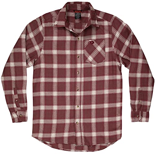 Mossy Oak Flannel Shirt for Men, Buffalo Plaid Long Sleeve Mens Flannel Shirts, Soft Flannels for men, a Traditional Look with New Age Comfort , Maroon Check, X-Large