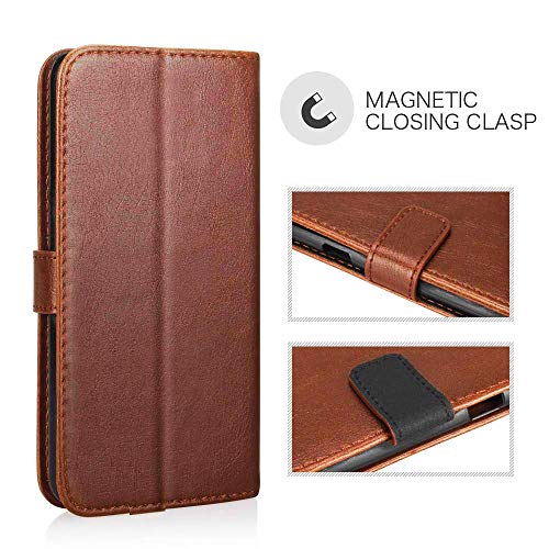 Image of SHINESTAR Redmi Note 5 Pro Flip Back Cover | PU Leather Flip Cover Wallet Case with TPU Silicone Back Case Cover for Redmi Note 5 Pro - (Classic Brown)
